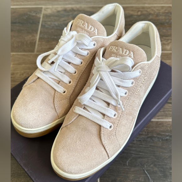 Like New Prada Suede Sneakers in Soft Pink - Women’s Size 37 (US 7) 💕 - Picture 2 of 7